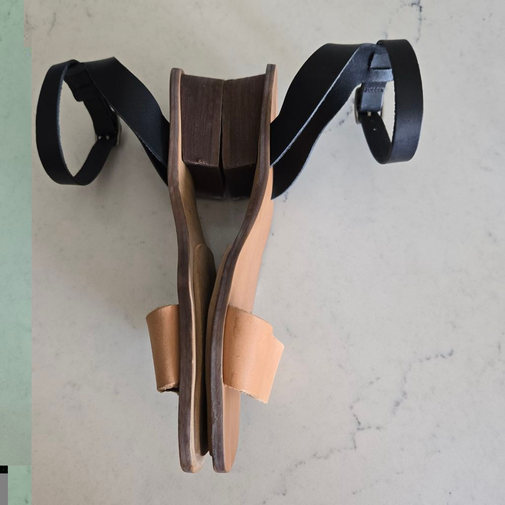 Women's Madewell Sandals Size 8.5 Tan and Black Stacked Color - Picture 8 of 14